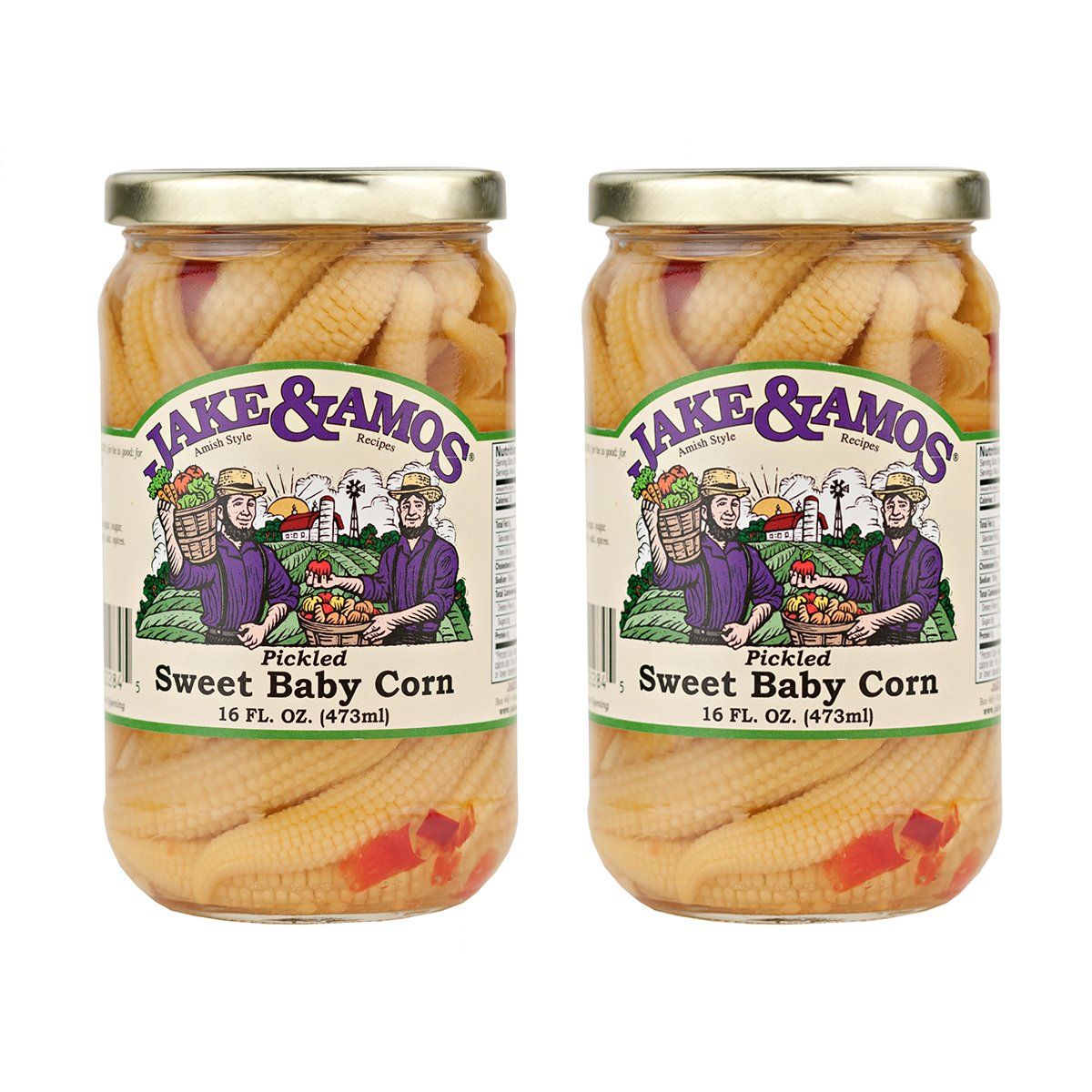 Jake &amp; Amos Pickled Sweet Baby Corn - (2) 16 Ounce Jars