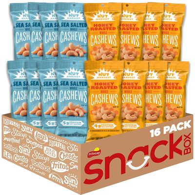 Nut Harvest, Sweet &amp; Salty Cashews Variety Pack, 2.25 Ounce (Pack of 16)