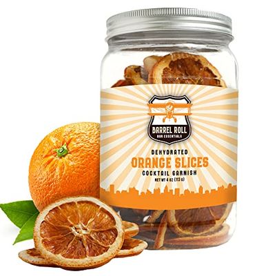 Barrel Roll Bar Essentials USA Grown Dried Orange Slices for Cocktails | 4 Ounces of Large Dehydrated Oranges | Orange Cocktail Garnish | Dried Fruit for Cocktails &amp; Healthy Snacks | Preservative Free