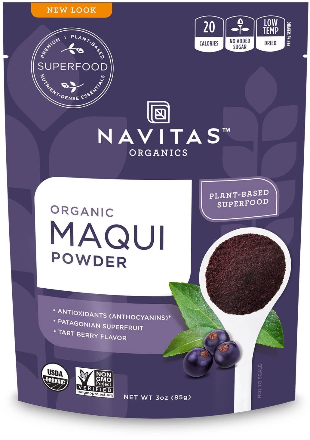 Navitas Organics Maqui Powder, 3 oz. Pouch, 17 Servings - Organic, Non-GMO, Freeze-Dried, Gluten-Free