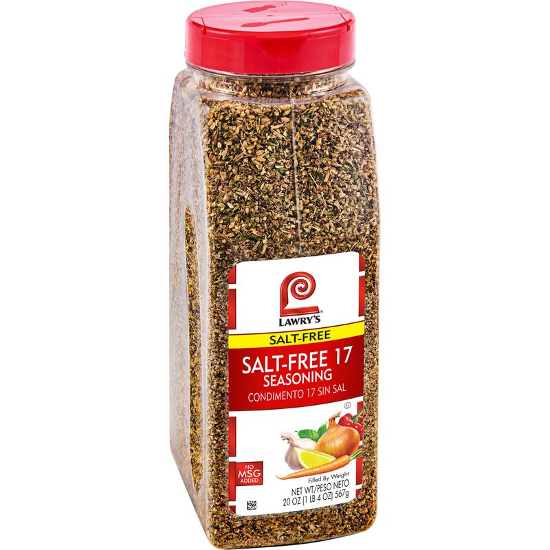 Lawry&#39;s Salt Free 17 Seasoning, 20 oz - One 20 Ounce Container of 17 Seasoning Spice Blend Including Toasted Sesame Seeds, Turmeric, Basil and Red Bell Pepper for Seafood Poultry and Beef