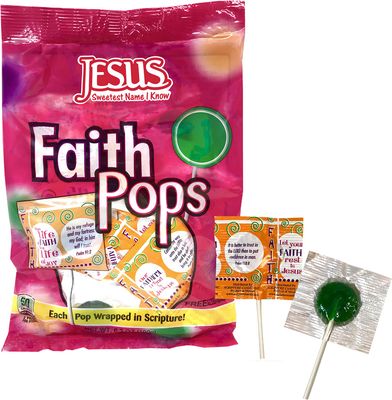 Scripture Candy, Faith Pops Individually Wrapped Lollipop Bag 6.3 Ounce, 20 Pieces
