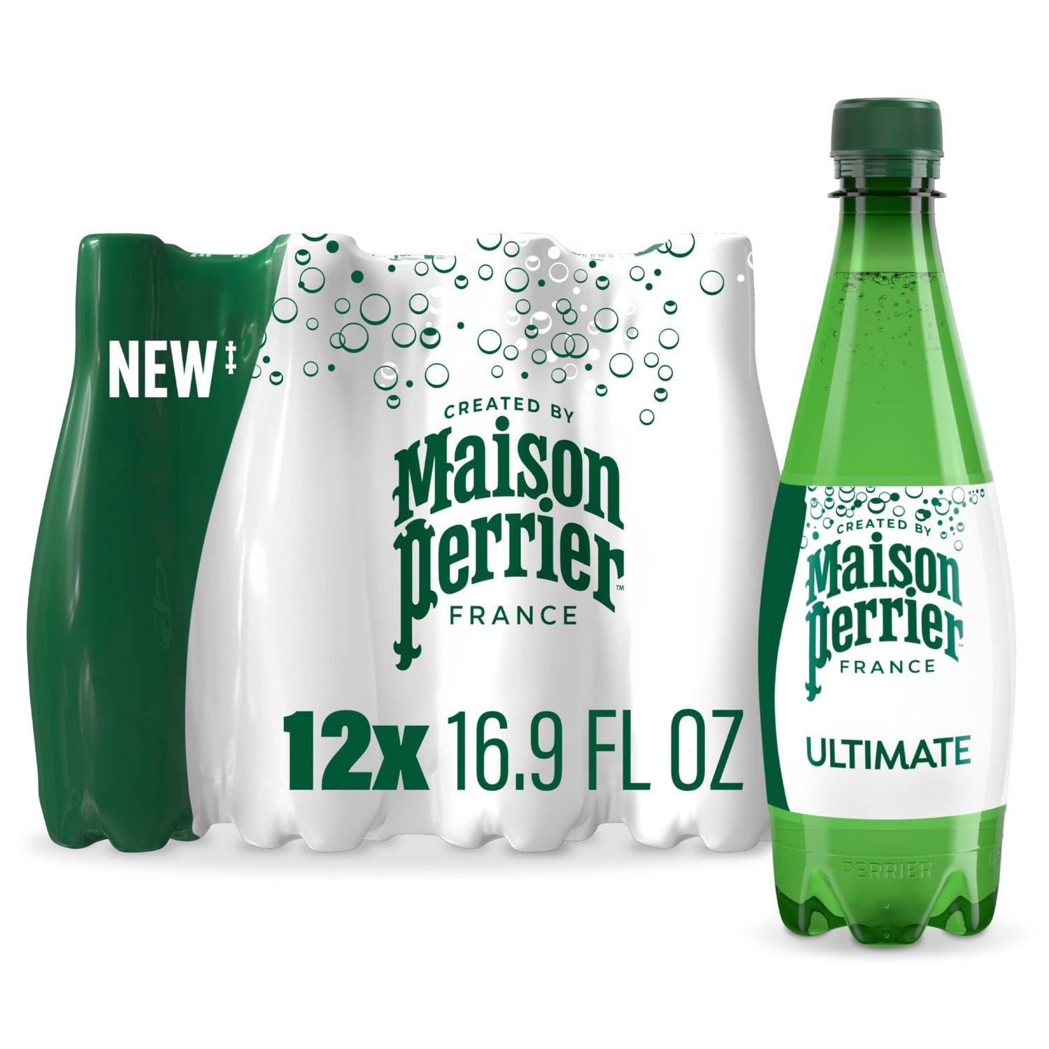 Maison Perrier Unflavored Sparkling Water, 16.9 FL OZ Plastic Water Bottle (12 count)