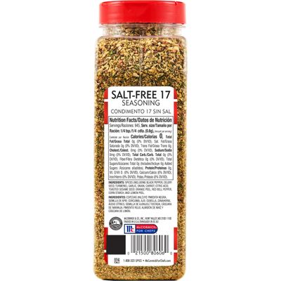 Lawry's Salt Free 17 Seasoning, 20 oz - One 20 Ounce Container of 17 Seasoning Spice Blend Including Toasted Sesame Seeds, Turmeric, Basil and Red Bell Pepper for Seafood Poultry and Beef