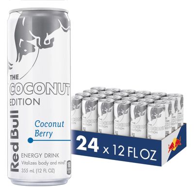 Red Bull Coconut Edition Energy Drink, Coconut Berry, with 114mg Caffeine plus Taurine &amp; B Vitamins, 12 Fl Oz, Pack of 24 Cans