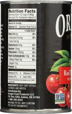 Oregon Fruit Produ cts Pitted Red Tart Cherries in Water 14.5 oz, one can