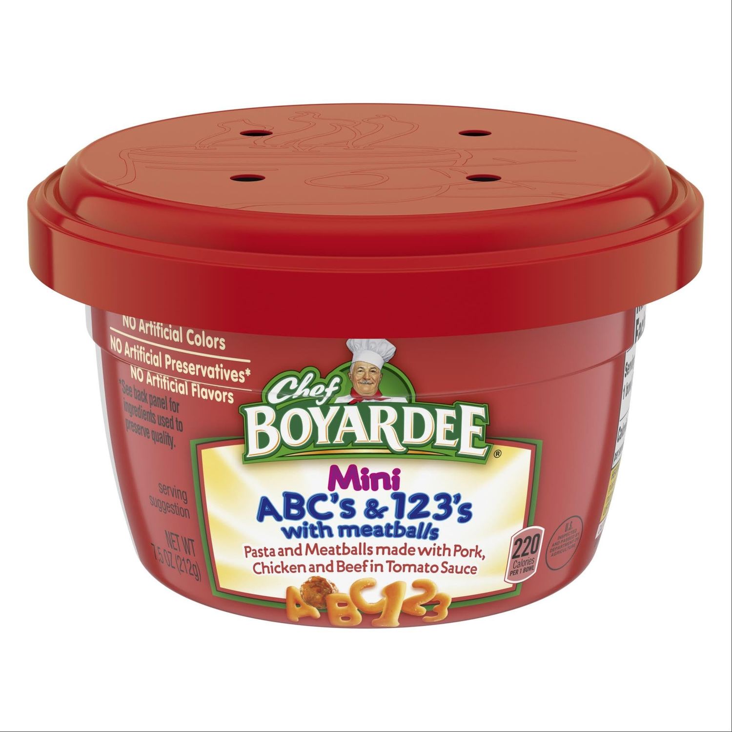 Chef Boyardee Mini ABC&#39;s and 123&#39;s with Meatballs, Microwave Food, 7.5 OZ Microwavable Bowl (12 Bowls)