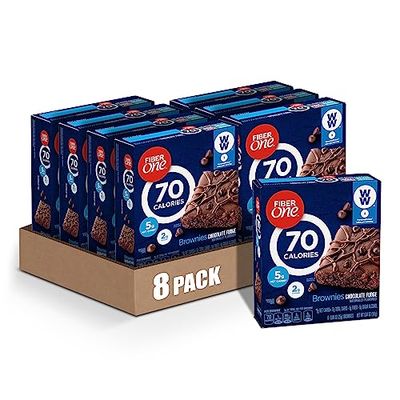 Fiber One 70 Calorie Brownies, Chocolate Fudge, Snack Bars, 6 Bars, 5.34 oz (Pack of 8)