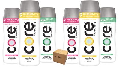 WESTERNMBY Core Hydration+ Notrient Enhanced Water Variety Pack, 23.9 Fl Oz Bottles, 2 Calm Cucumber Essence, Immunity Lemon Extract , Vibrance Pink Grapefruit Extract, Total 6 143.0 Fl Oz