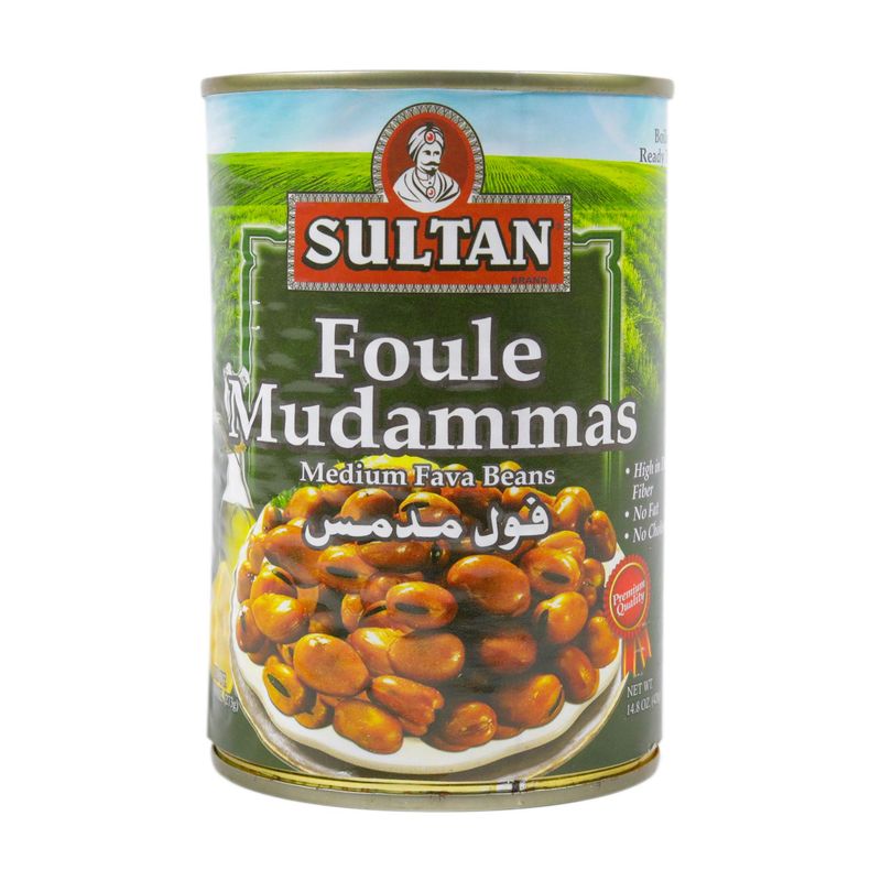 Sultan Brand Foule Mudammas, Medium Fava Beans, High in Dietary Fiber, No Fat, No Cholesterol, 14.80oz