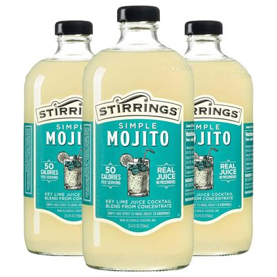 Stirrings 3 Pack Mojito Cocktail Mix 750ml Bottles - Real Juice No Preservatives - 90 Calories - Drink Mixer