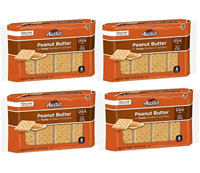 Austin, Toasty Round Crackers With Peanut Butter, 8 Count, 11.4oz Tray (Pack of 4)