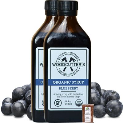 Woodcutter&#39;s Bitters, Blueberry Beverage Syrup, USDA Organic, A Living Syrup With The Taste of The Forest In Every Drop, 8.5 oz (Pack of 2) + Includes-Free Cinnamon from Rhino Fine Foods.071oz