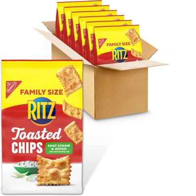 RITZ Toasted Chips Sour Cream and Onion Crackers, Family Size, 6 - 11.4 oz Bags