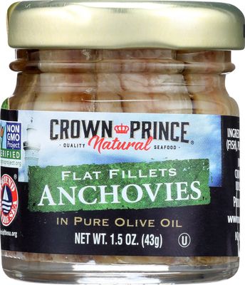 Crown Prince Flat Fillets of Anchovies in Olive Oil, 1.5 Oz