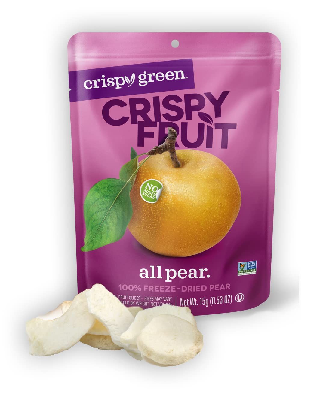 Crispy Green Natural Freeze-Dried Fruit, Pear Single-Serve, No Sugar Added, 0.53 Ounce (Pack of 12)
