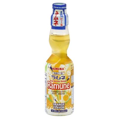 Kimura Ramune Japanese Marble Orange Soft Drink, 6.76 Ounce Bottle