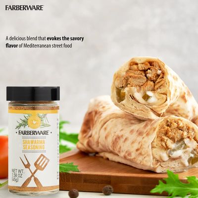 Farberware BBQ Poultry Spice Blend Set (Latin Fajita, Garlic &amp; Herb, Shawarma) In Glass Jars With Removable Sifter Caps For Sprinkling