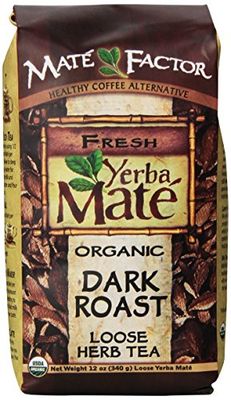 The Mate Factor Yerba Mate Energizing Mate &amp; Grain Beverage, Dark Roast , 12 Ounce