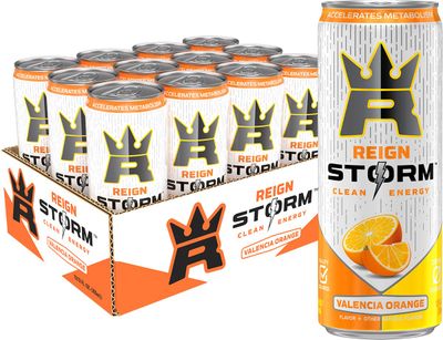 REIGN Storm, Valencia Orange, Fitness &amp; Wellness Energy Drink, 12 Fl Oz (Pack of 12)