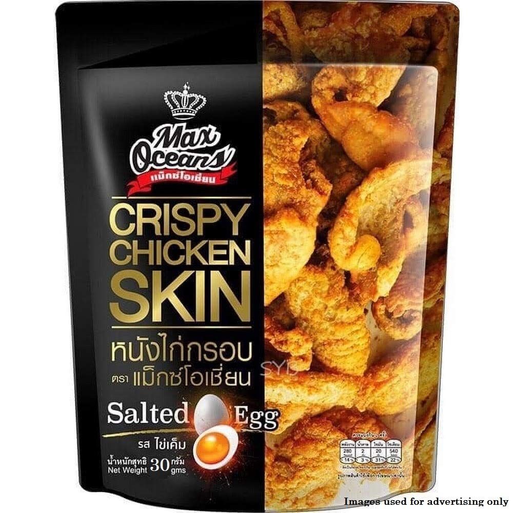 Max Oceans Brand, Crispy Fried Chicken, Crispy Chicken Skin, Salted Egg Flavour, Size 30g X 4 Packs