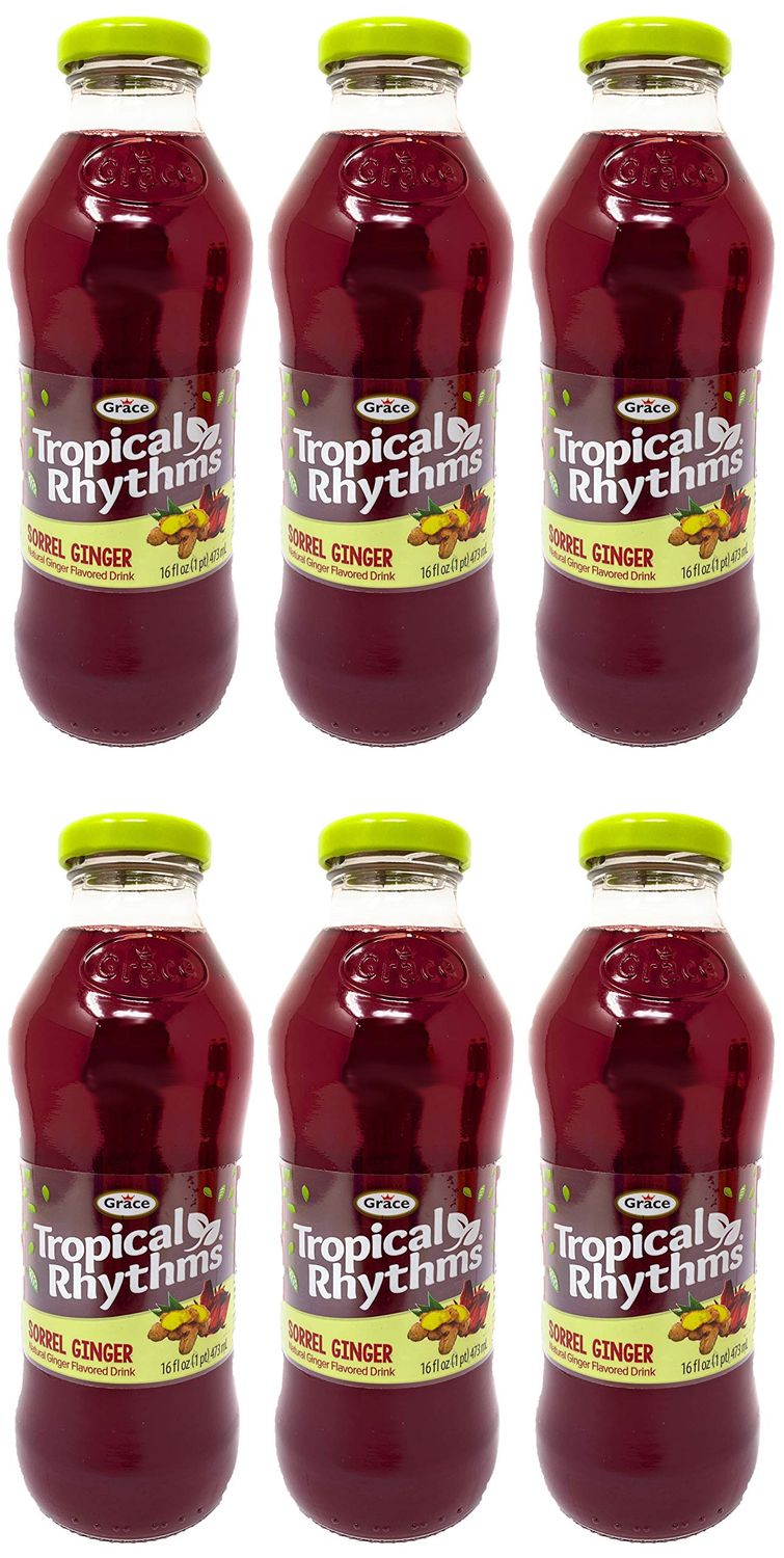 Grace Tropical Rhythms Sorrel Ginger Jamaican Fruit Juice 16oz, 6 Pack