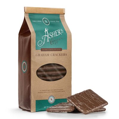 Asher&#39;s Chocolates Company, Chocolate Covered Graham Crackers, Made From the Finest Kosher Chocolate, Small Batches, Family Owned Since 1892 (7.15 oz, Dark Chocolate)