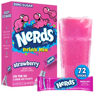 Nerds, Strawberry - Powder Drink Mix, Delicious hydration, 12 boxes makes 72 drinks