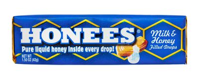 Honees Honey Filled Cough Drops, Milk &amp; Honey- Natural Cough Drops- Sore Throat Relief - Nothing Artificial -Throat Lozenges, Natural Cough Suppressant- Non-GMO, Gluten Free (24 Pack, 216 Drops)