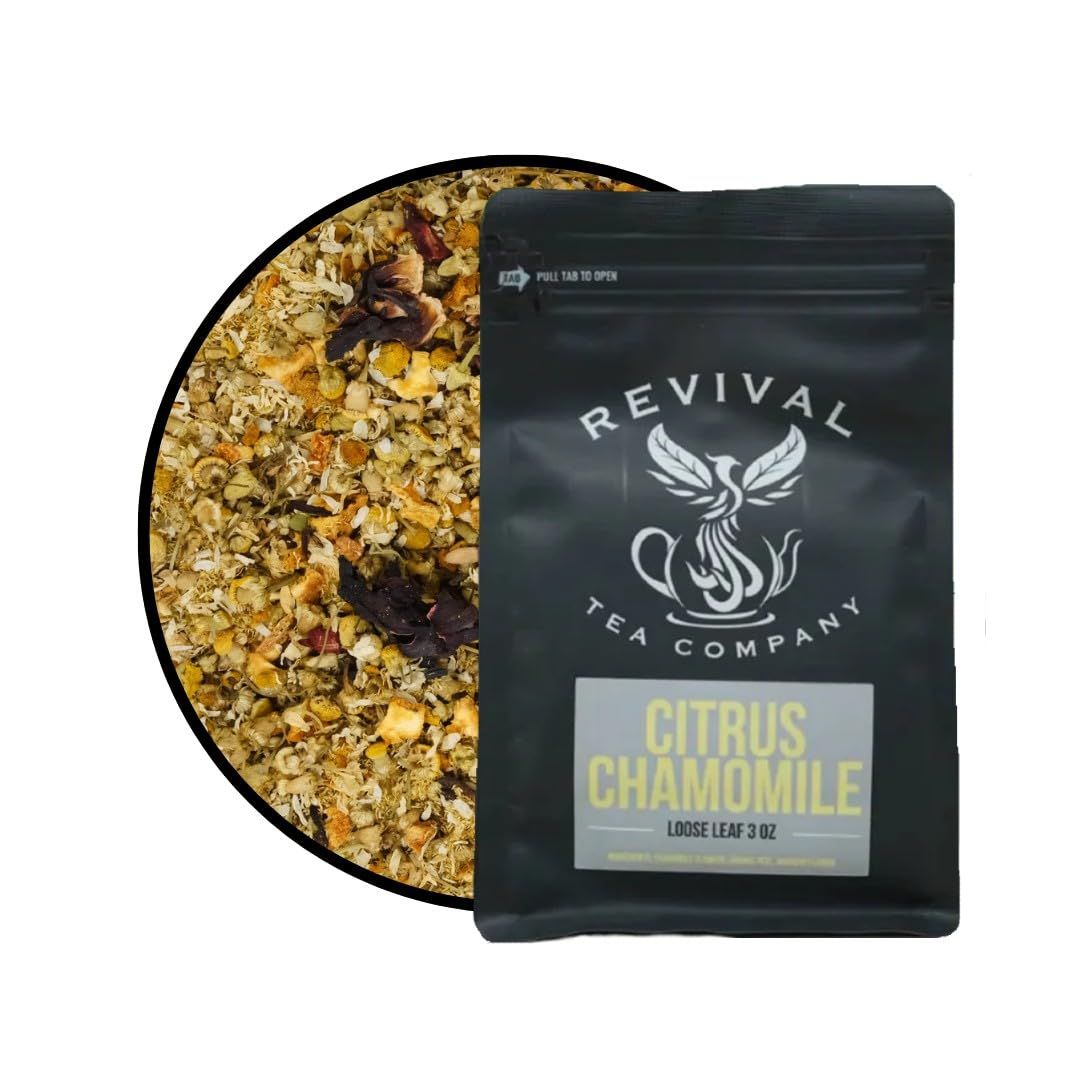 Revival Tea Company Citrus Chamomile Tea - Herbal Tea Blend of Chamomile Flowers and Orange Peel - Caffeine Free - 24 Tea Bags