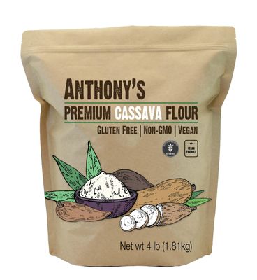 Anthony&#39;s Cassava Flour, 4 lb, Batch Tested Gluten Free, Non GMO, Vegan