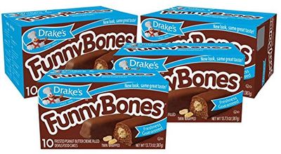 Drake&#39;s Funny Bones 40 Twin-Wrapped Peanut Creme-Filled Devils Food Cakes (Pack of 4)