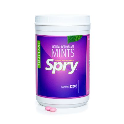 Spry Xylitol Berry Blast Mints Sugar Free Candy - Breath Mints That Promote Oral Health, Dry Mouth Mints That Increase Saliva Production, Stop Bad Breath, 1200 Count (Pack of 1)