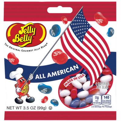 Red, White, and Blue Fruit Flavored Jelly Beans, American Mix Shareable Candy, Gourmet Chewy Candies for 4th of July and Birthday Parties, Pack of 3 (Red White Blue)