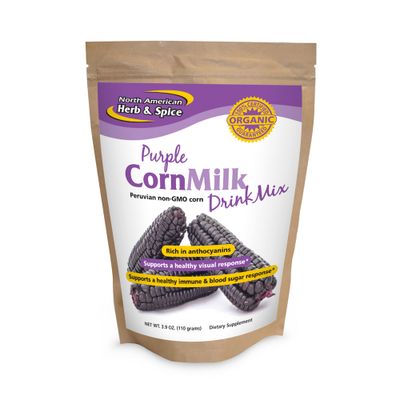 North American Herb &amp; Spice Purple Corn Milk Drink Mix - 3.9 oz. - Supports a Healthy Visual &amp; Immune Response - with Yacon, Maca &amp; Ceylon Cinnamon - Non-GMO - 32 Servings