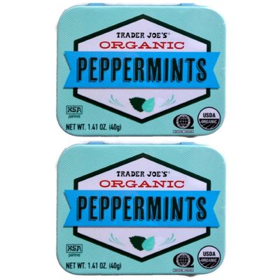 Trader Joe&#39;s Organic Peppermints, 1.41 oz Tin (Pack of 2)