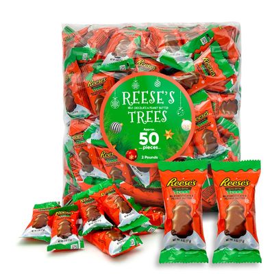 Christmas Tree Reeces Peanut Butter Trees - Milk Chocolate &amp; Peanut Butter - 2 Pounds (Approx 50) - Christmas Chocolate -