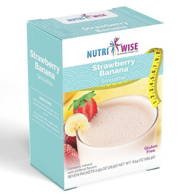 NutriWise - Strawberry &amp; Banana Smoothie | Healthy Delicious Beverage | High Protein, Fat Free, Low Carb, Low Calorie, (7/Box)