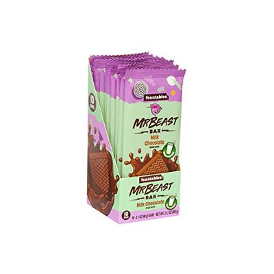Feastables by MrBeast Milk Chocolate KING Size Chocolate Bar, 2.1oz (60g), 10 count