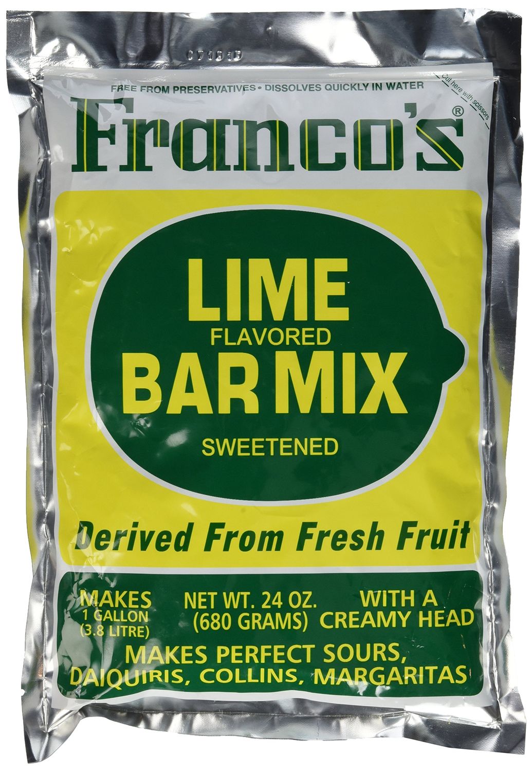 Franco&#39;s Lime Margarita Bar Mix 24 oz (makes 1 Gallon)