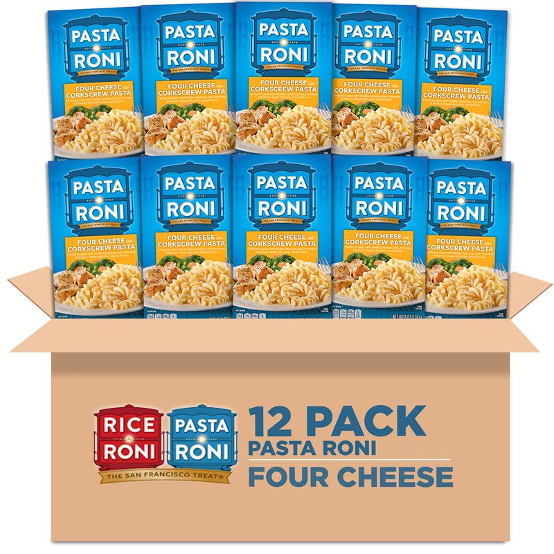 Pasta Roni, Four Cheese Corkscrew Pasta, 6oz Boxes (12 Pack)