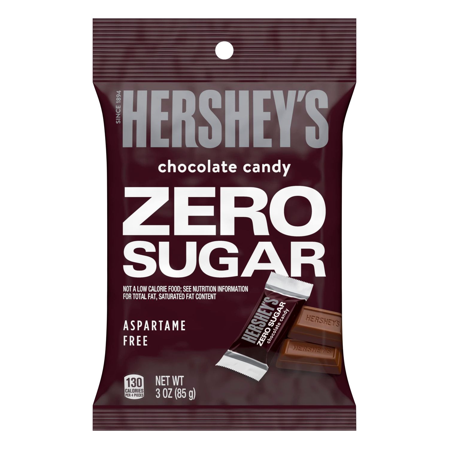 HERSHEY&#39;S Zero Sugar Chocolate Candy Bags, 3 oz (12 Count)