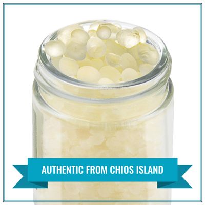 Krinos Greek Mastic Gum: Rich History, Piney Flavor, Culinary Treasure | Chios Island PDO Product, 17g jar