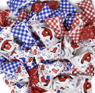 Western Cowboy Butter Mints Bandanna Candy Bags 100 Count Mint Candies 13 Oz Treats Sweets Party Favors For Blue &amp; Red Birthday Themes