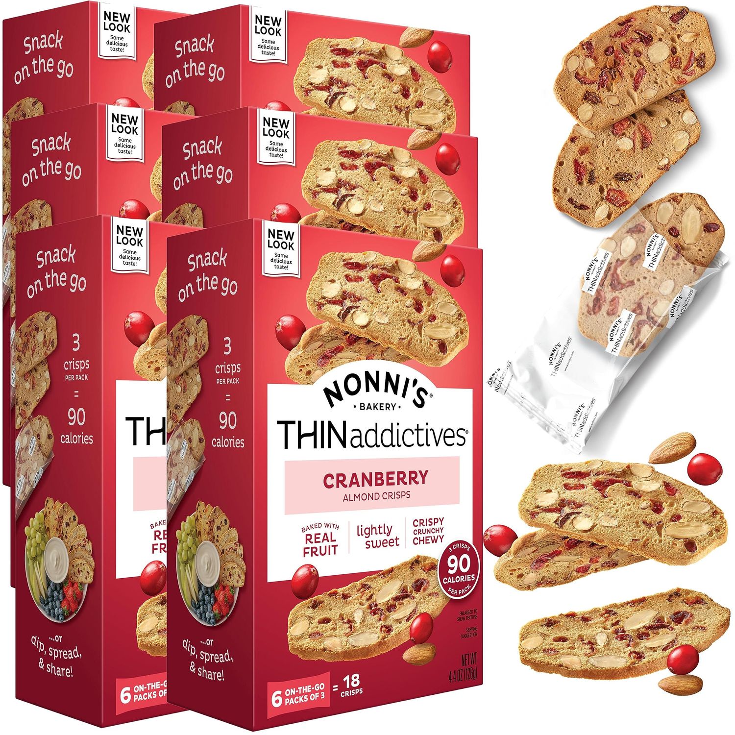 Thin Addictives Cranberry Almond Thins, 4.4 Ounce - 6 per pack -- 6 packs per case.