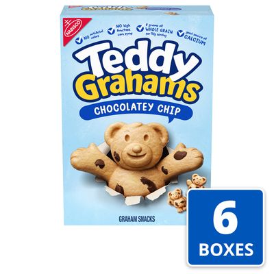 Teddy Grahams Chocolatey Chip Graham Snacks, 6 - 10 oz Boxes