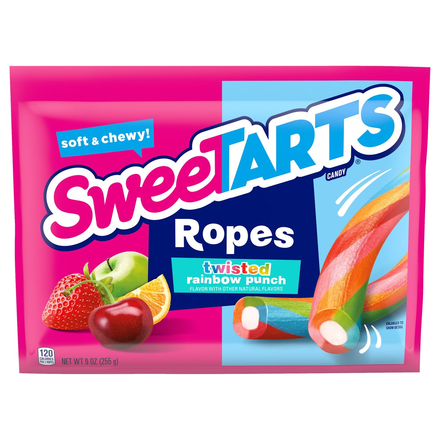 SweeTARTS Ropes, Candy, Twisted Rainbow Punch, Soft and Chewy, 9 oz