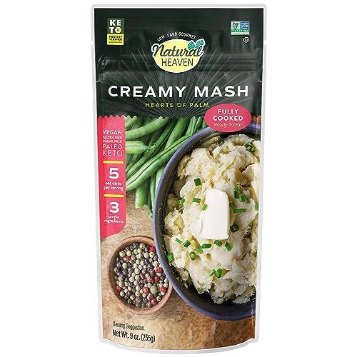 Natural Heaven Hearts of Palm Creamy Mash | Mashed Potato Alternative | Low Carb - 5g of Net Carbs | Gluten &amp; Sugar Free | Keto Food | Paleo | Vegan | Vacuum Packed (12 Ounce - 1 Count)