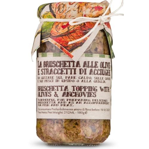 Bruschetta Spread with Olives &amp; Anchovies, 6.3 oz, Premium Italian Appetizer, Bruschetta Topping, Artigiani dei Sapori, Product of Italy