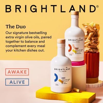 Brightland California Extra Virgin Olive Oils, The Duo - First Cold-Pressed Made with Early-Harvest Olives - Polyphenol Rich & Artfully Crafted Olive Oil - 12.7fl oz Bottles (Pack of 2)